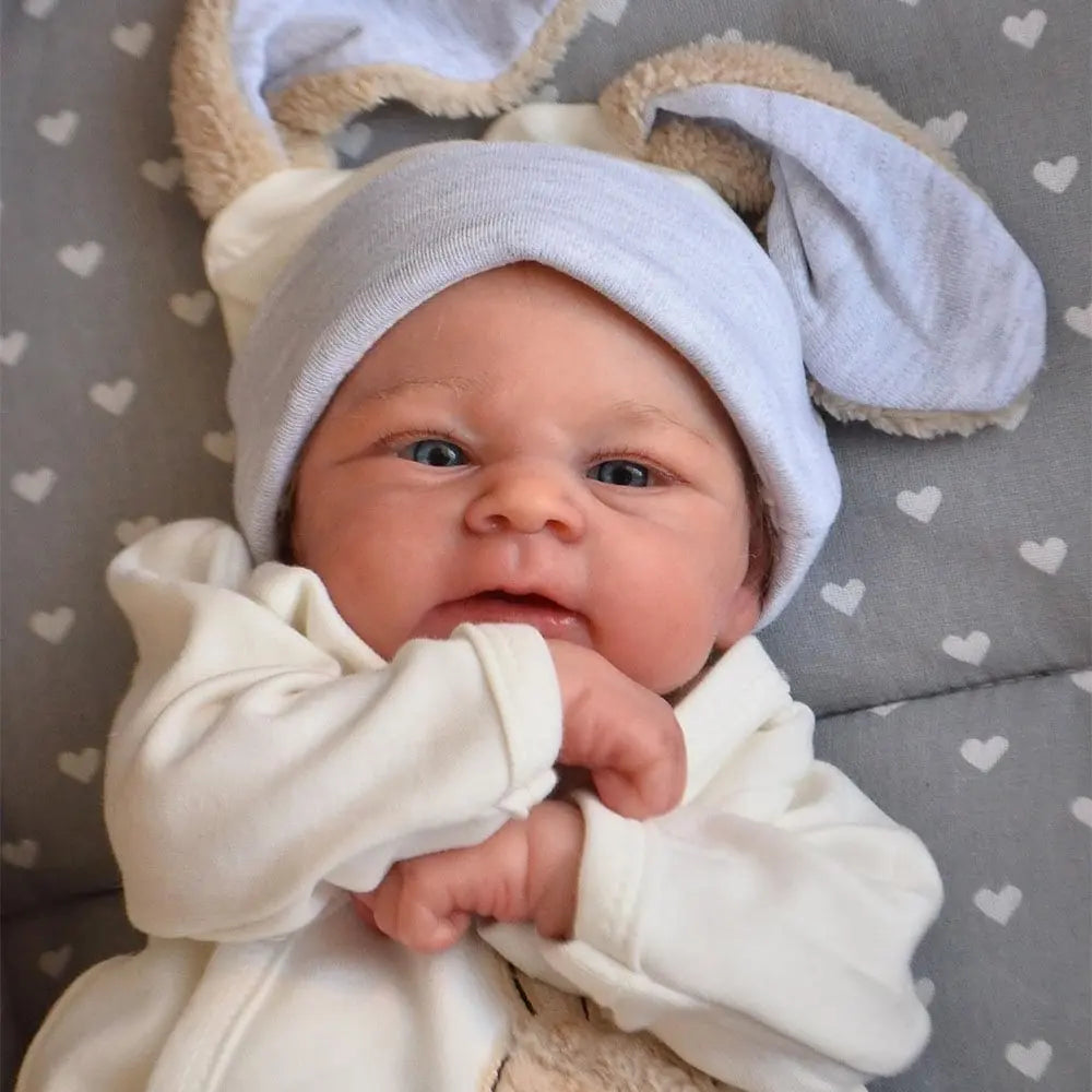Bebé Reborn NPK 19 polegadas recém-nascido já pintado boneca acabada Elijah Awake tamanho 3D pele veias visíveis boneca de arte colecionável