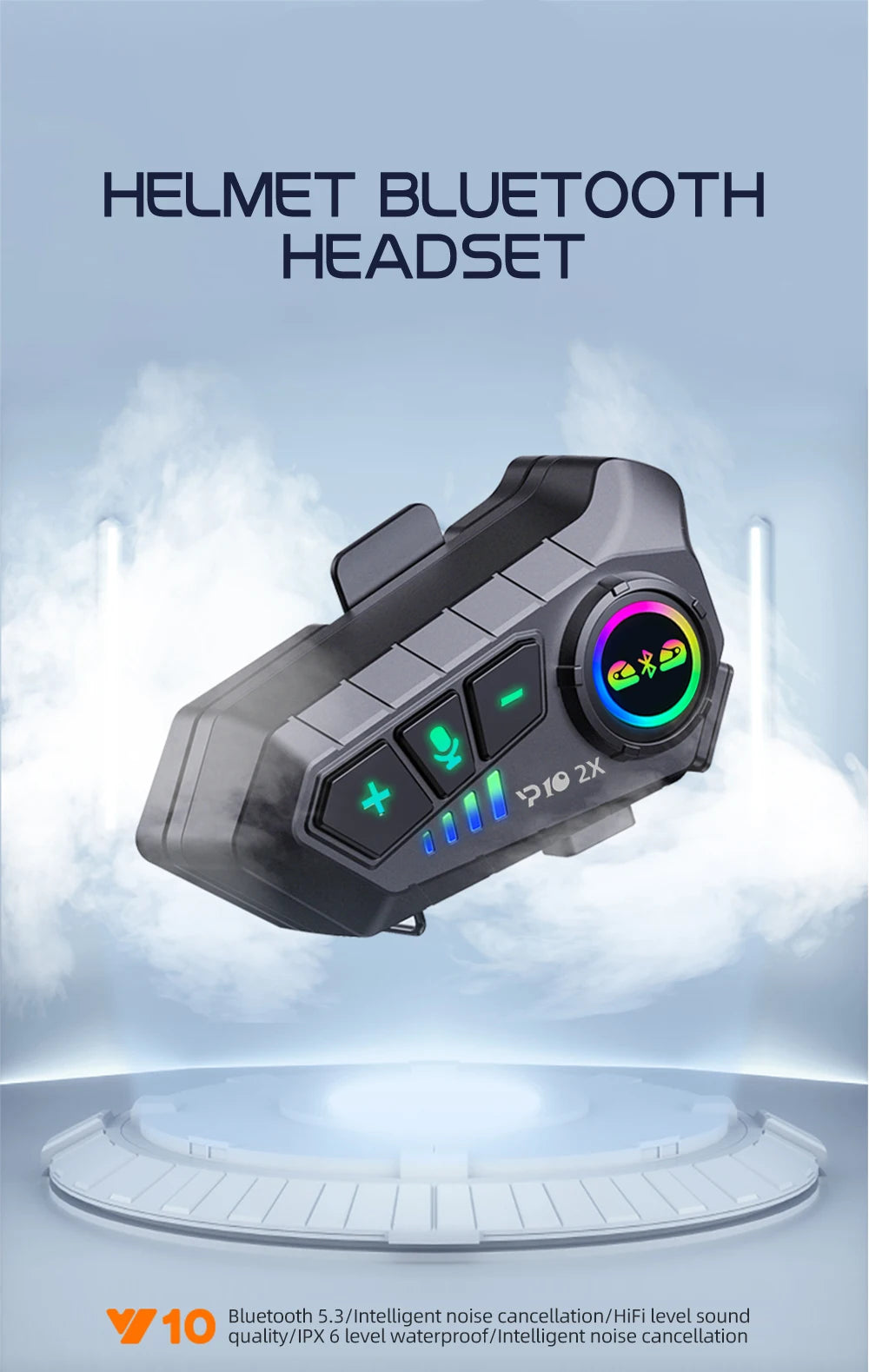KEBIDUMEI 1/2x Intercomunicador para Moto Auscultador Capacete BT 5.3 Para 2 Pilotos Intercomunicador 300M À Prova de Água Intercomunicador de Partilha de Música