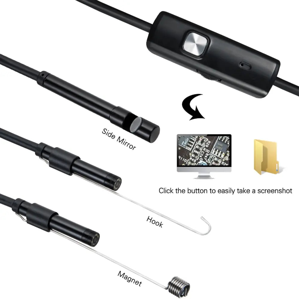 Câmara endoscópica 7.0MM TYPE-C IP67 à prova de água 6 LEDs Ajustável USB Android Flexível Câmaras de inspeção boroscópica para telefone PC