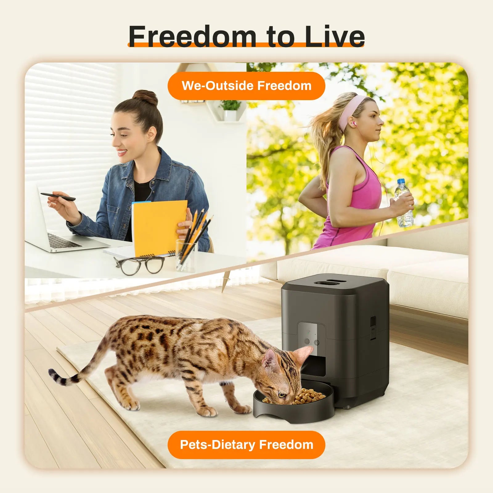 Alimentador automático para animais de estimação, alimentador para gatos e cães, máquina de alimentação lenta com dispensador automático quantitativo de comida para gatos e tigela para cães e gatos
