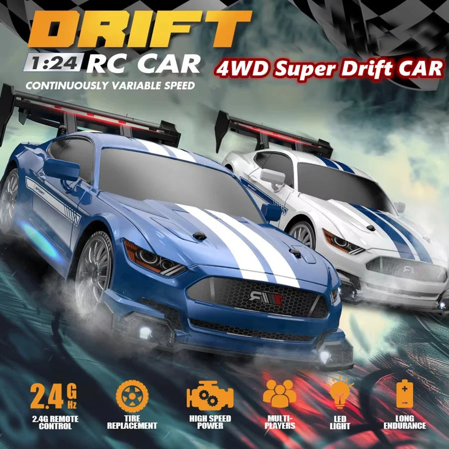 Carro Super Drift RC Mustang 4WD Alta Velocidade para Meninos