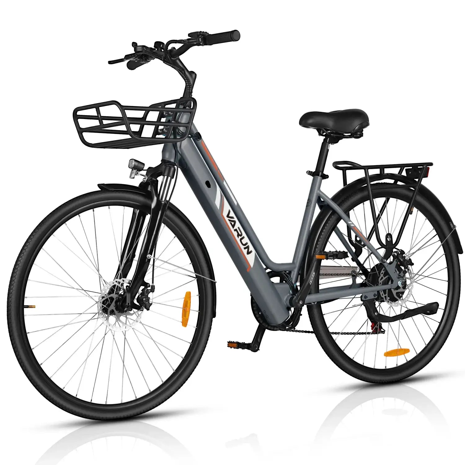Bicicleta elétrica para mulheres adultas VARUN VARC7008, motor de 250 W, bicicleta elétrica urbana, bateria de 36 V e 10 AH, pneu de 27,5 polegadas, bicicleta elétrica para deslocações diárias