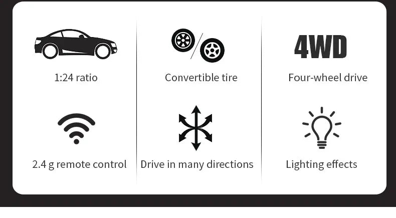 Carro Super Drift RC Mustang 4WD Alta Velocidade para Meninos