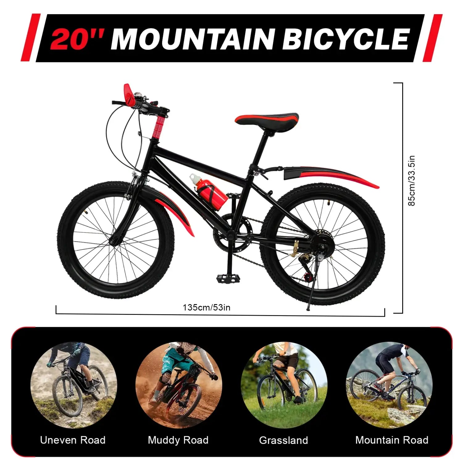 Bicicleta infantil de montanha 20 polegadas com 7 velocidades