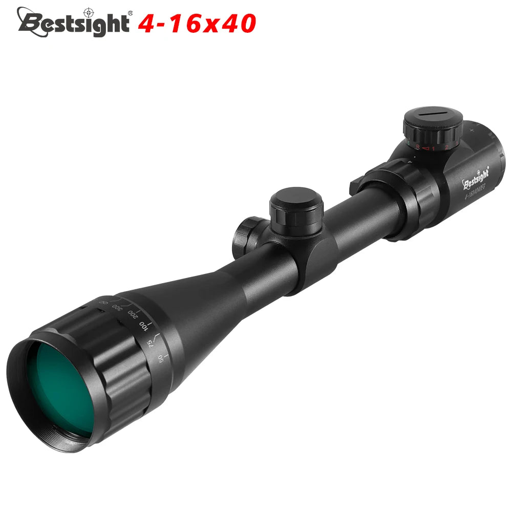 Óptica 4-16X40 AOE Luneta de caça com mira de ponto vermelho e verde iluminada Luneta para espingarda de precisão Luneta para espingarda de airsoft