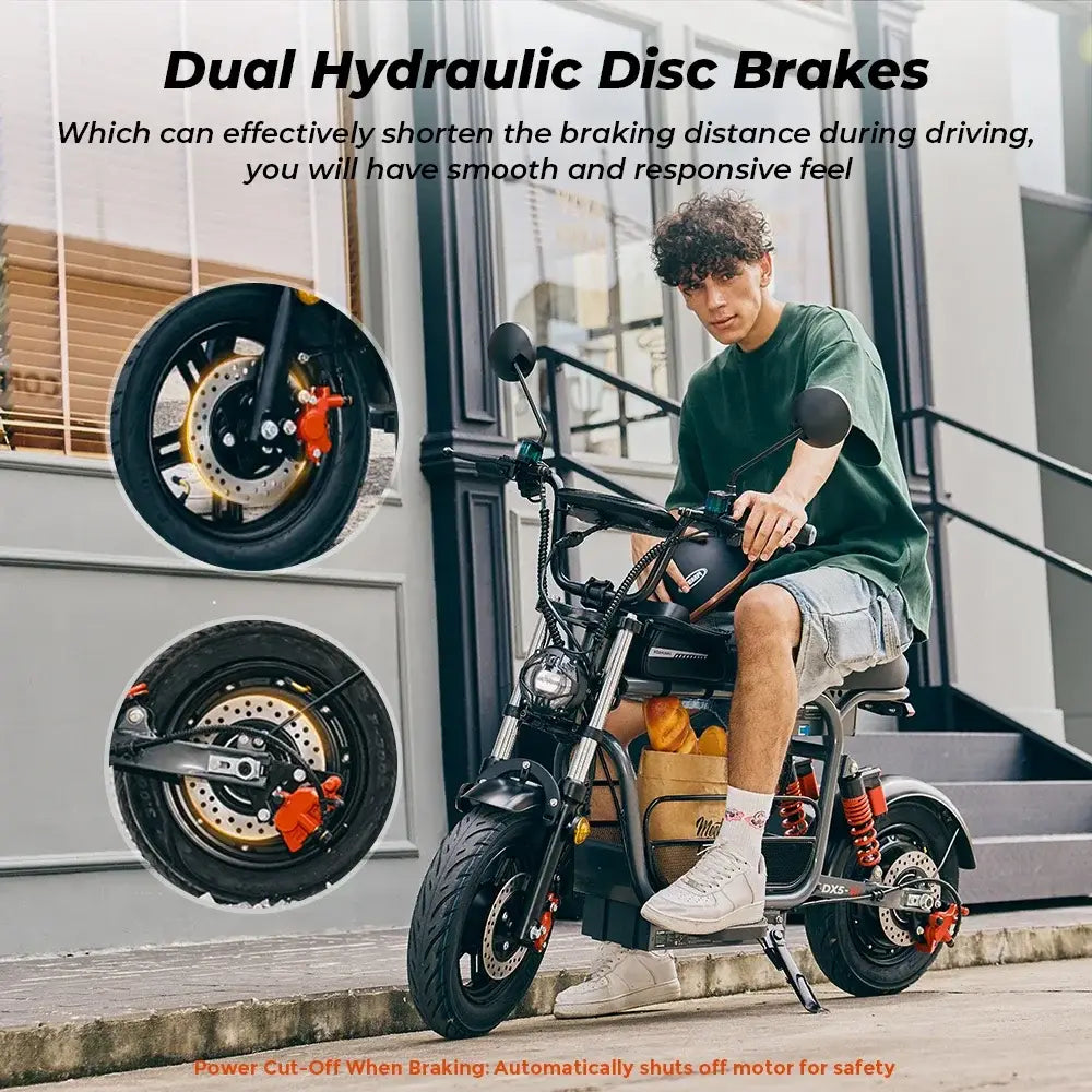 Iscooter DX5 Scooter Elétrica para Adultos 1500W 48V 15.6Ah Bateria E Scooter Pneus Insufláveis de 15 Polegadas Scooter Elétrica Urbana