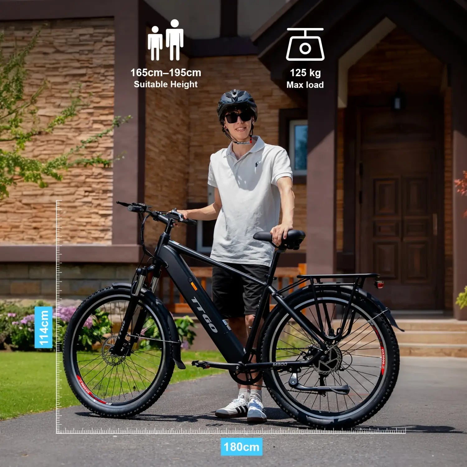 Bicicleta elétrica TTGO M300, pneu de 27,5 polegadas, bicicleta de montanha elétrica, 36V, 20AH, bateria removível, sensor de binário, suspensão, forqueta EBIKE