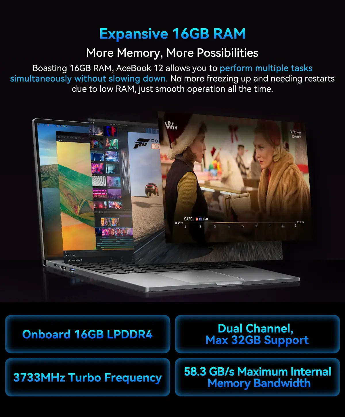 Portátil Blackview AceBook 12 Win 11 16'' FHD IPS, Portátil Intel I5-1030NG7, 16 GB de RAM, SSD de 512 GB, Botão de alimentação com impressão digital 2 em 1