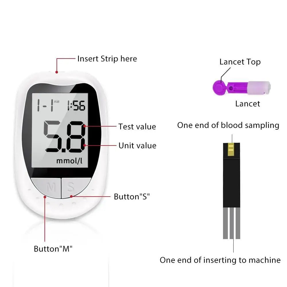 AJC Medidor de Glicose no Sangue Kit de Glicosímetro Teste de Diabetes 50/100 Tiras com Lancetas Açúcar no Sangue Médico Mg/mmol Freestyle Libre