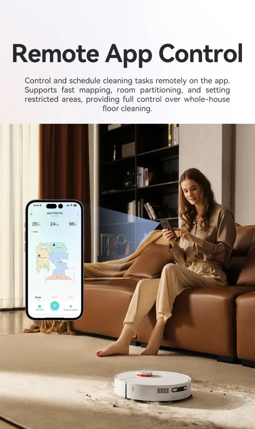 JONR Robot Vacuum P20 Pro International Edition Esfregar Aspirar Secar Toalhitas Limpeza Automática Colheita de Pó Drenagem Água