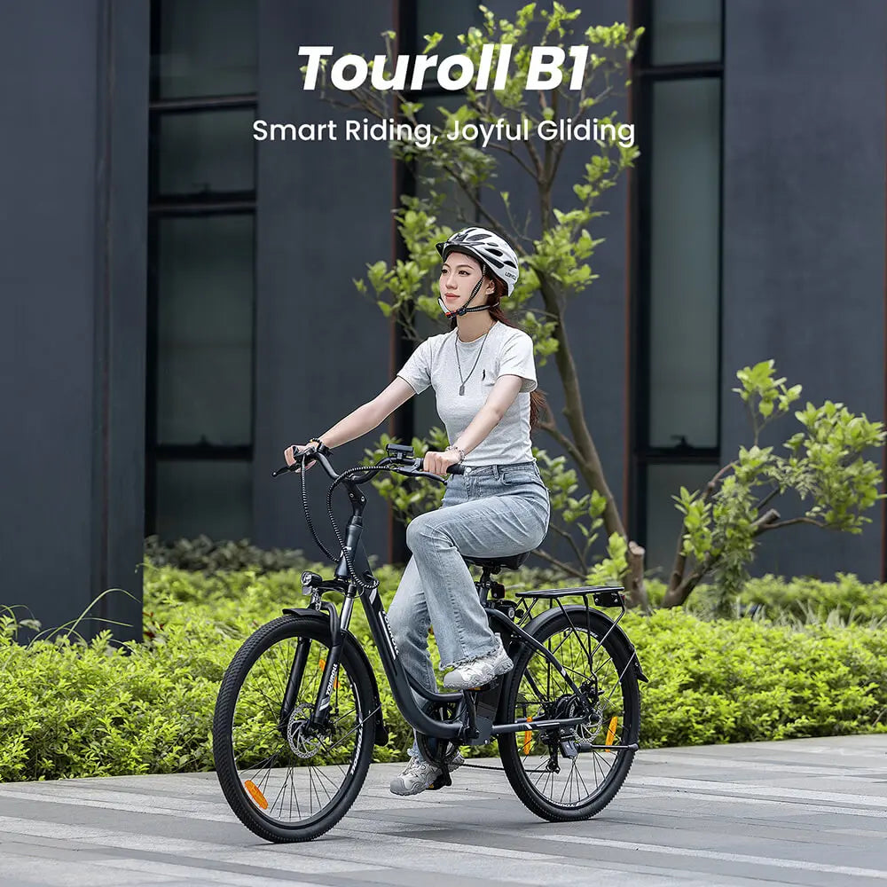 Pneu Touroll de 26", bicicleta urbana elétrica, motor de 250 W, binário de 45 Nm, bateria de 36 V e 15,6 Ah, autonomia de 90 km, 5 níveis de assistência, modo de marcha de 6 km/h