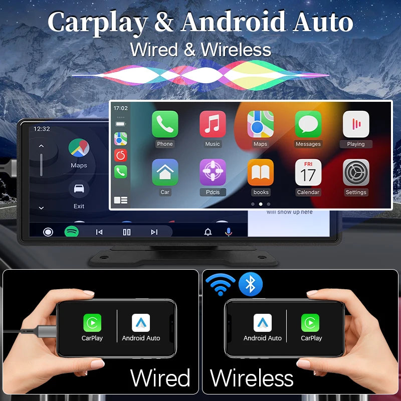 Rádio multimédia 10,26 polegadas Car Play Android Auto sem fios Bluetooth
