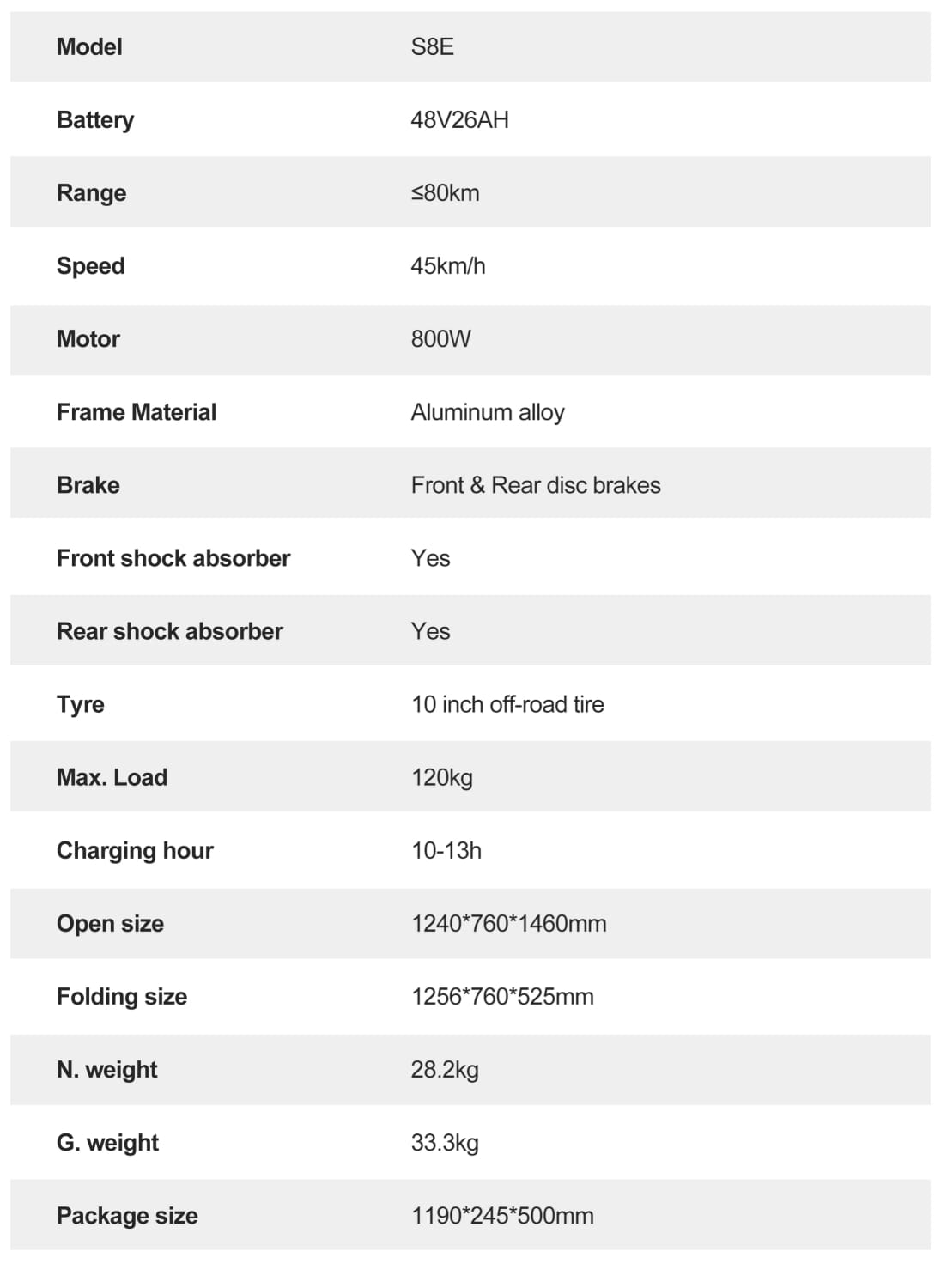 Scooter elétrica Joyor S8E, motor de 800 W, bateria de 48 V e 26 AH, pneus de 10 polegadas, scooter elétrica para adultos, velocidade máxima de 45 km/h, autonomia de 80 km, scooter urbana