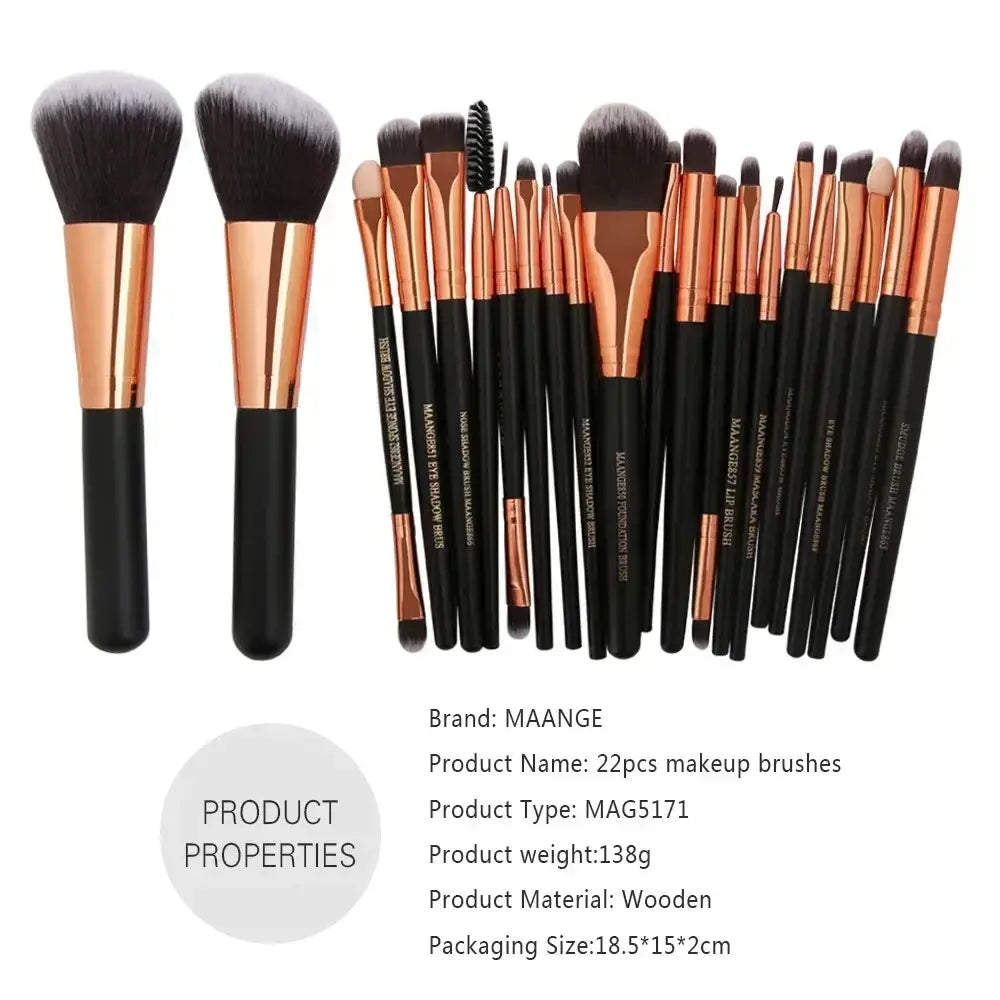 13/3/22 peças Conjunto de pincéis de maquilhagem profissional Kits de ferramentas para sombra, eyeliner, cosméticos, pincéis de maquilhagem