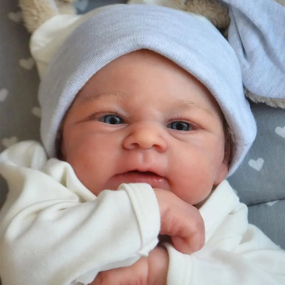 Bebé Reborn NPK 19 polegadas recém-nascido já pintado boneca acabada Elijah Awake tamanho 3D pele veias visíveis boneca de arte colecionável