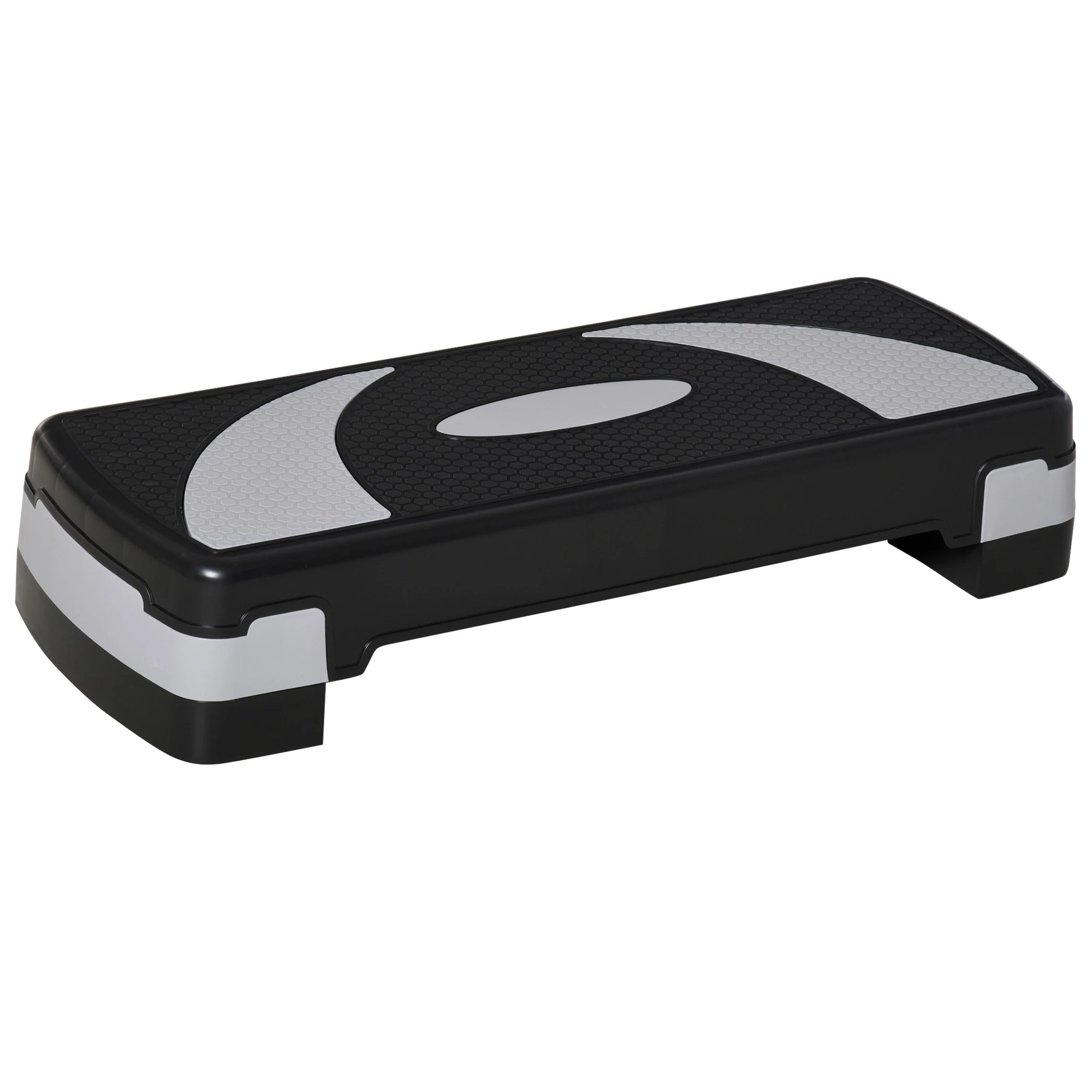 Step para Exercício Aeróbico Plataforma Step com Altura Ajustável em 3 Níveis com Carga Máxima 150kg para Exercício em Academia Casa 80x31x10-20cm Preto e Branco