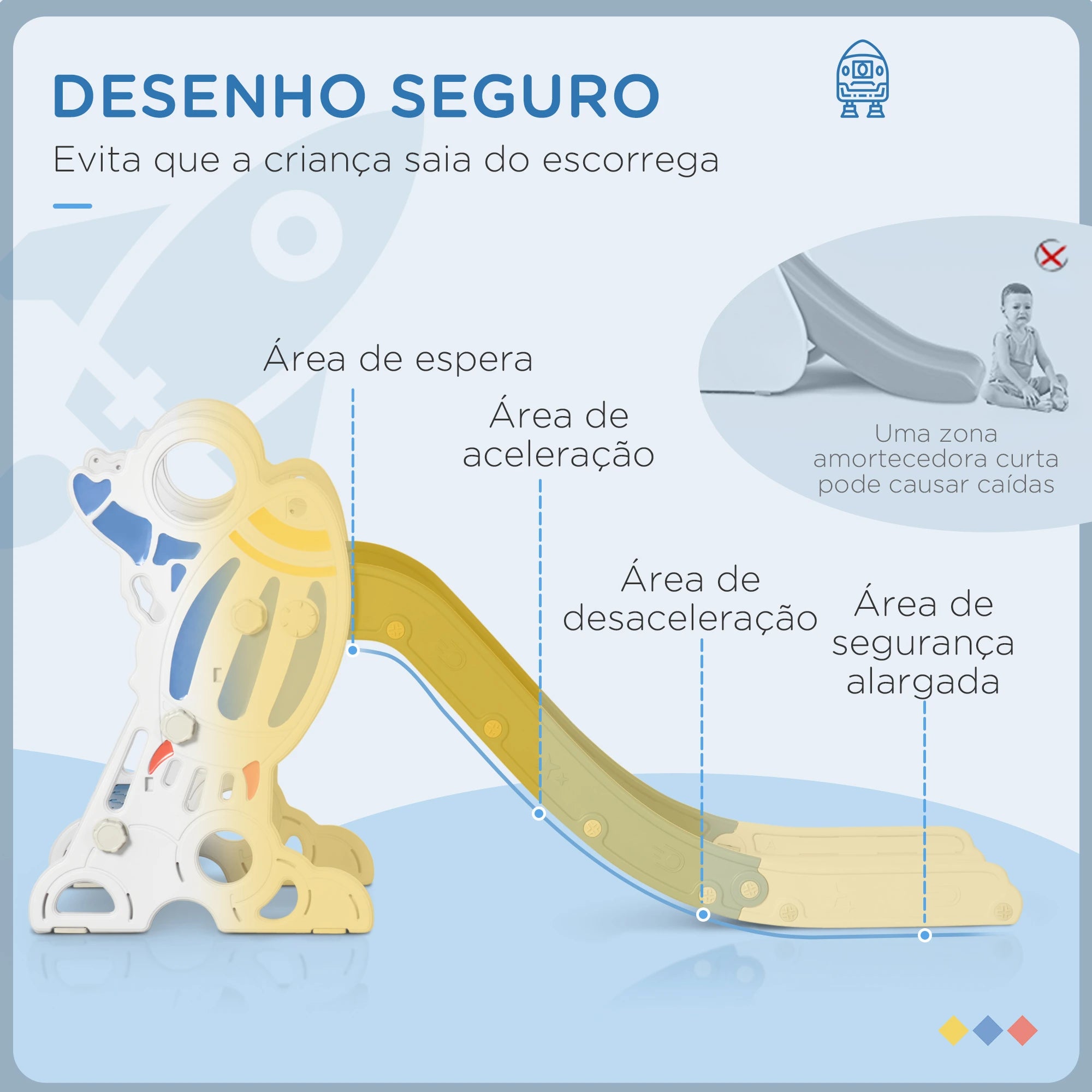 Escorrega para Crianças de 18-36 Meses Azul com Degraus Antiderrapantes