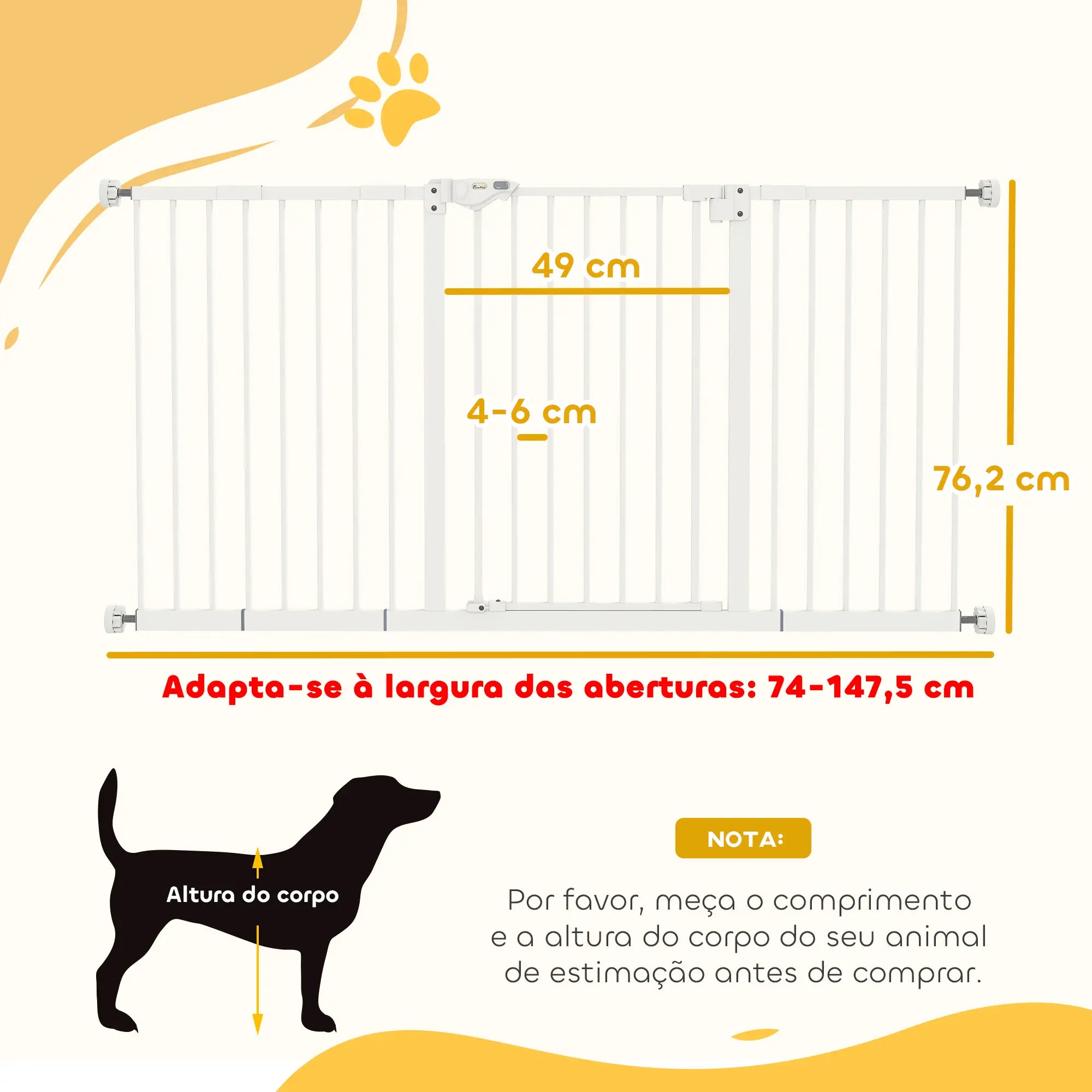 Barreira de Segurança Extensível para Portas e Escadas com Fechamento Automático e Sistema de Duplo Bloqueio 74-147,5x76,2 cm Preto