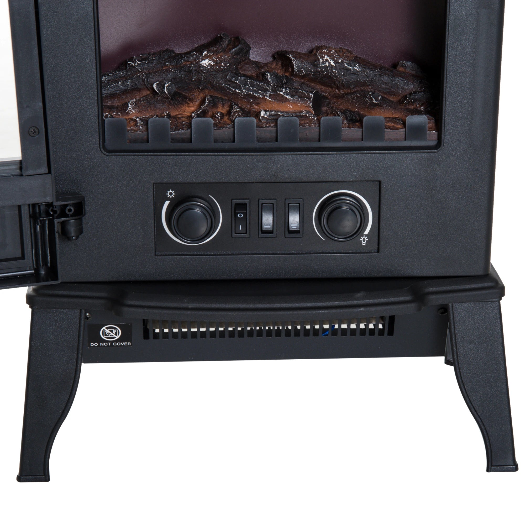 Lareira Elétrica Portátil 1000/2000W com Efeito de Chama Realista e Proteção Contra Superaquecimento 41,5x28x54 Preto