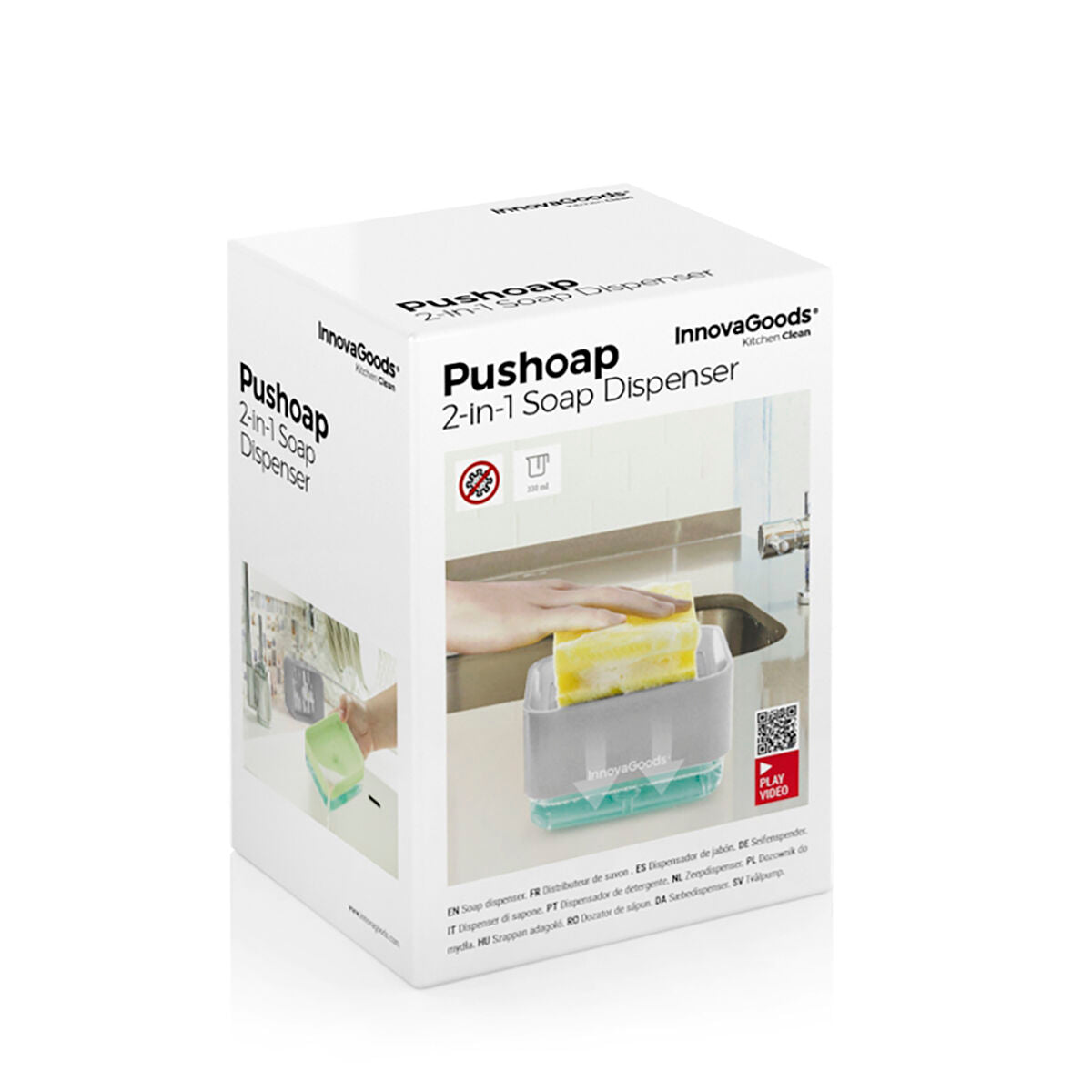 Dispensador de detergente 2 em 1 para lava-louça Pushoap InnovaGoods