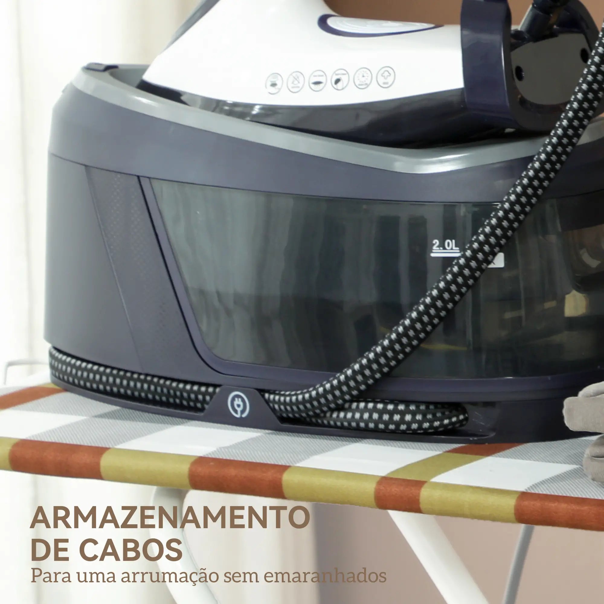 Ferro com caldeira 2800W base cerâmica depósito 2L azul