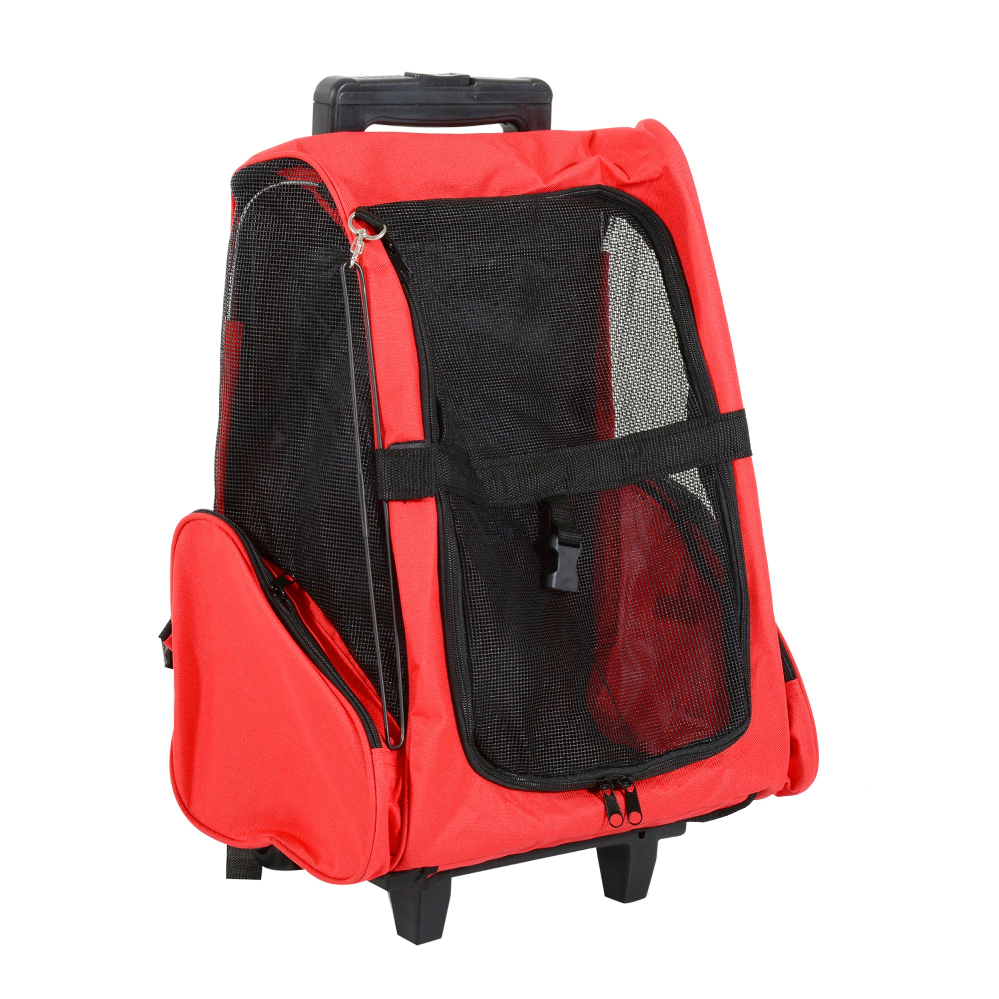 Transportadora 2 em 1 para Animais de Estimação Mochila e Carrinho Vermelha