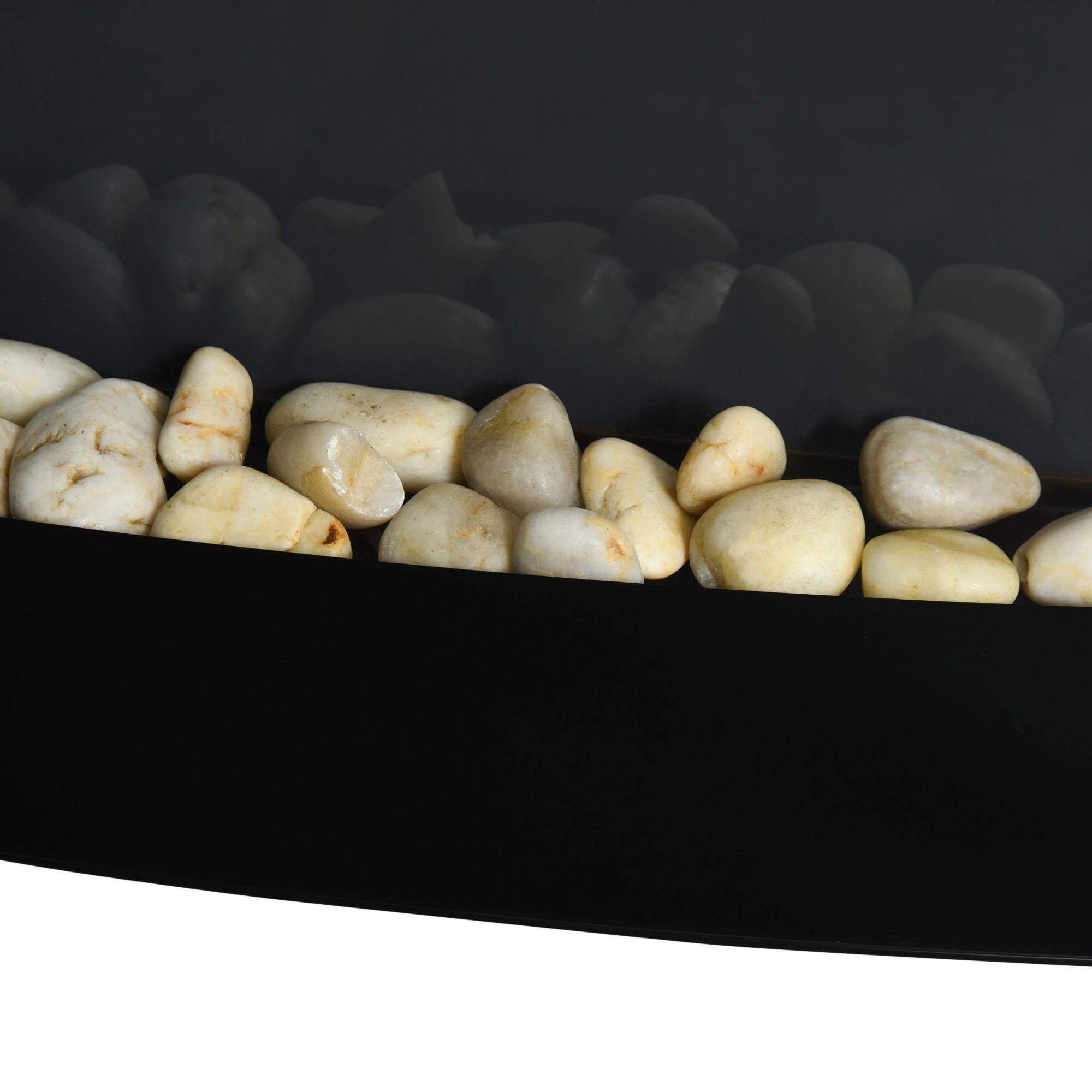 Lareira Elétrica de Parede com Efeito de Chama Realista Luzes LED e Potência Ajustável 1000W/2000W 89,2x13,5x48cm Preto