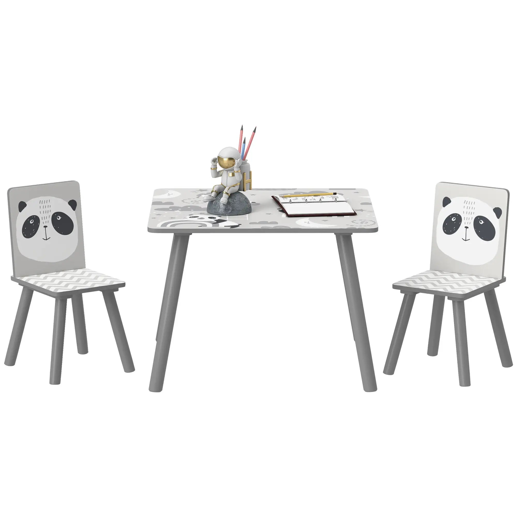 Conjunto de Mesa e Cadeiras para Crianças de 3 Peças Mesa Infantil com 2 Cadeiras Conjunto de Móveis para Atividades Cinza
