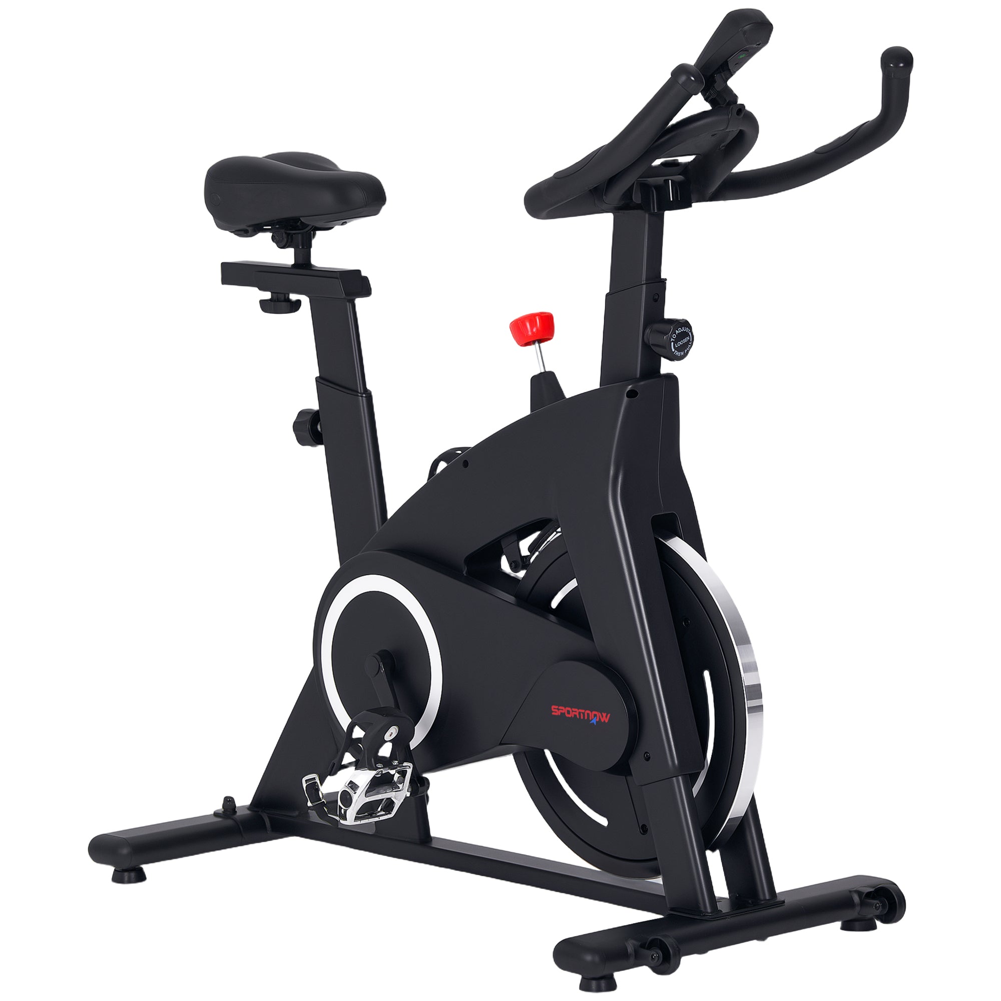 Bicicleta Estática Fitness com Volante de 15 kg e Ecrã LED Preto