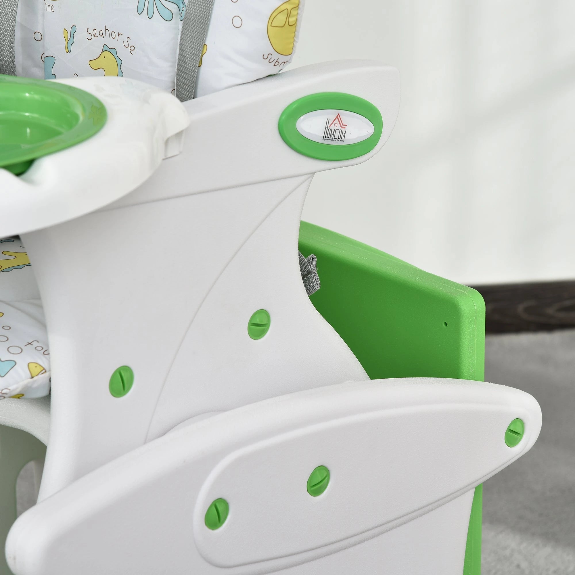 Cadeira para bebês 3 em 1 ajustável verde com mesa integrada