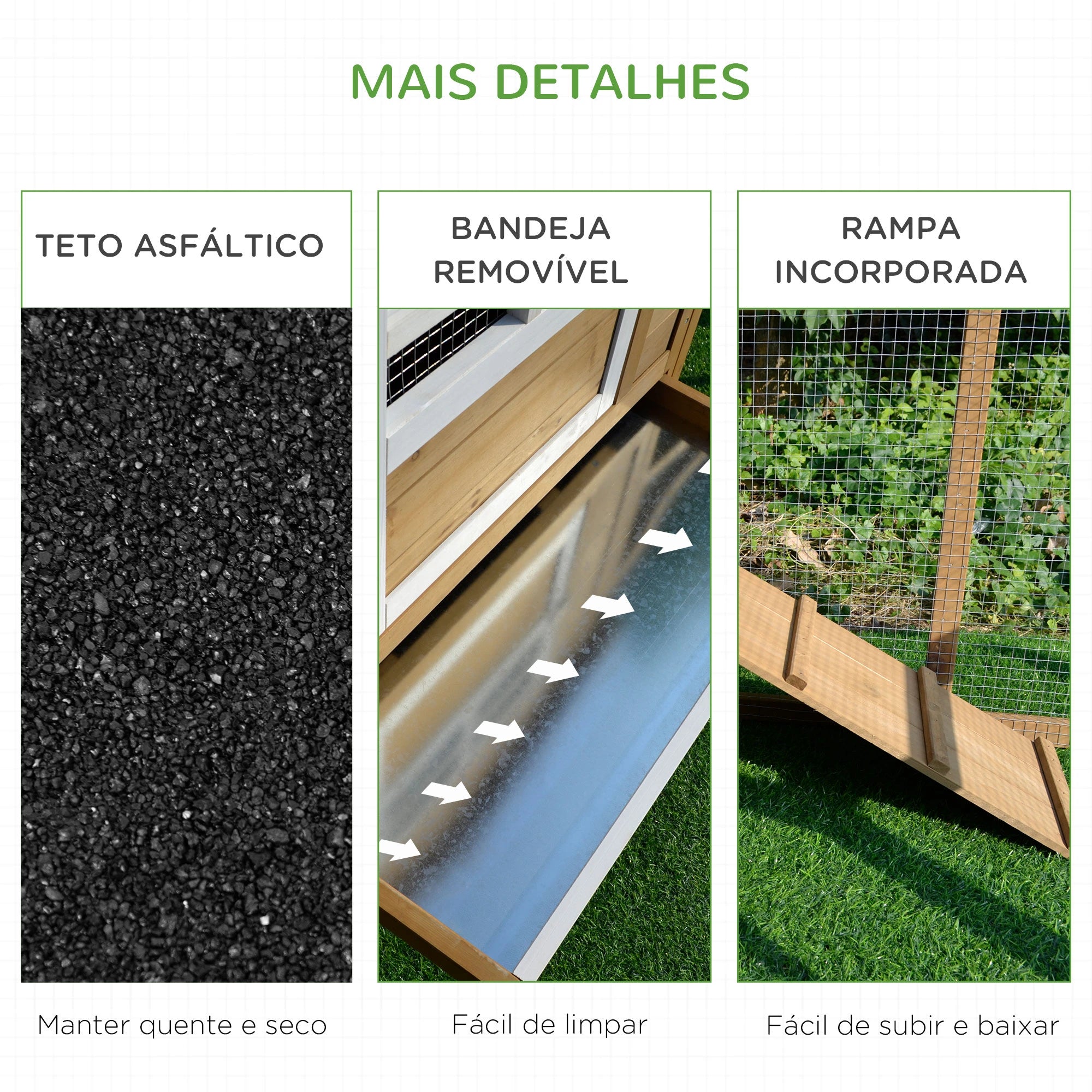Galinheiro de Madeira Exterior para 2 a 4 Galinhas com Ninho e Rampa