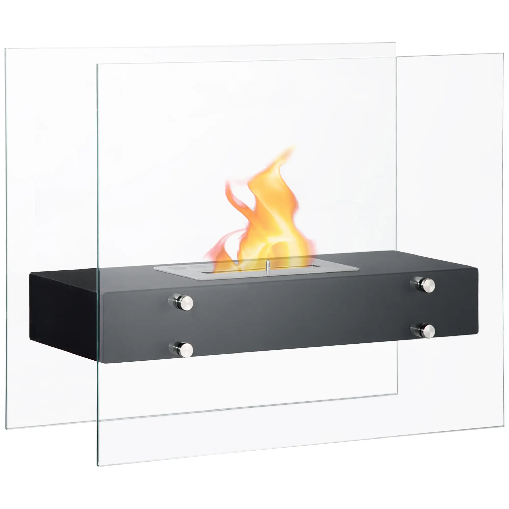 Lareira de Bioetanol 7000 BTU com Tanque de 1,5 L Tempo de Combustão 3H para Interiores 20-25 m² 60x26x50 cm Preto