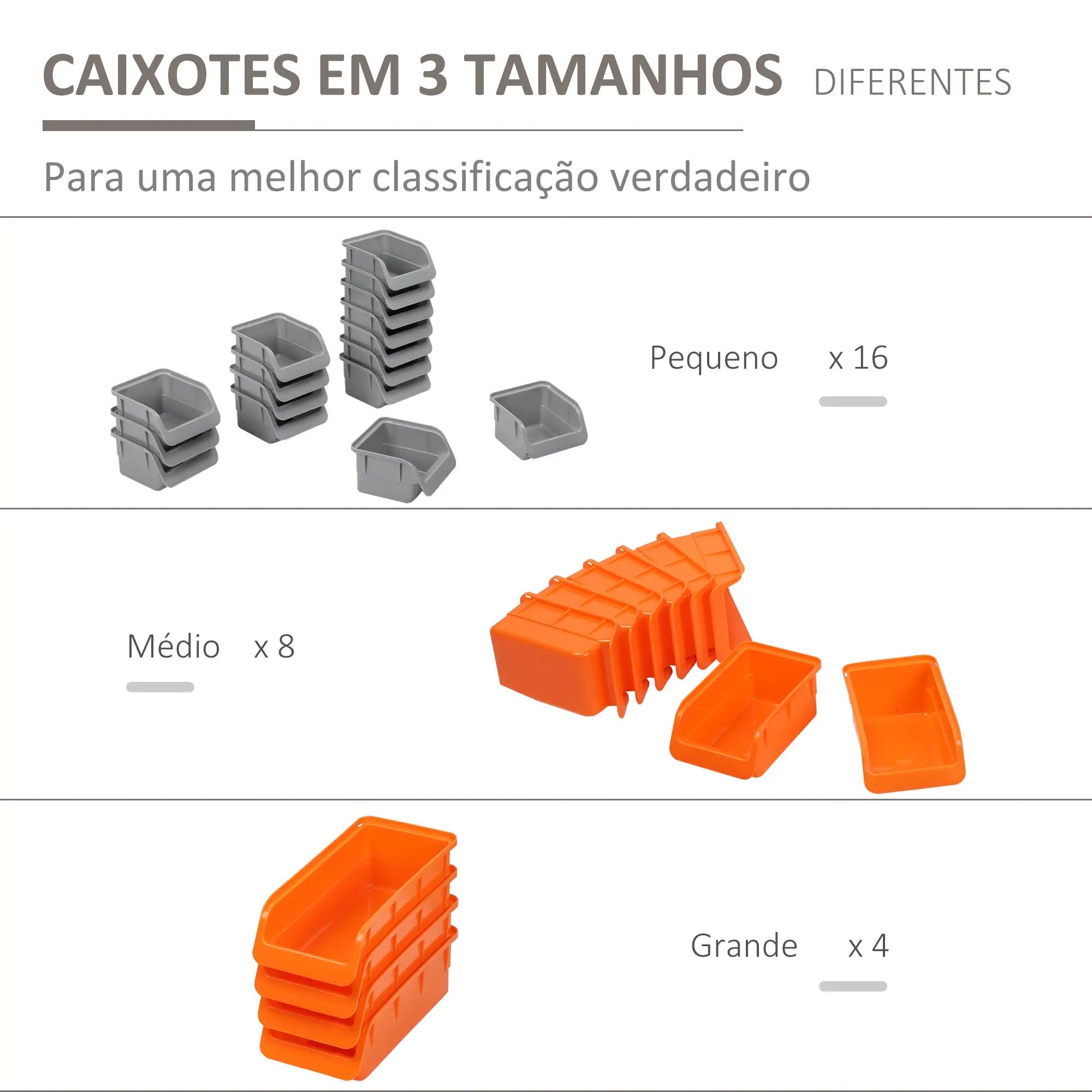 Prateleira de parede organizador de ferramentas com 28 caixas e ganchos