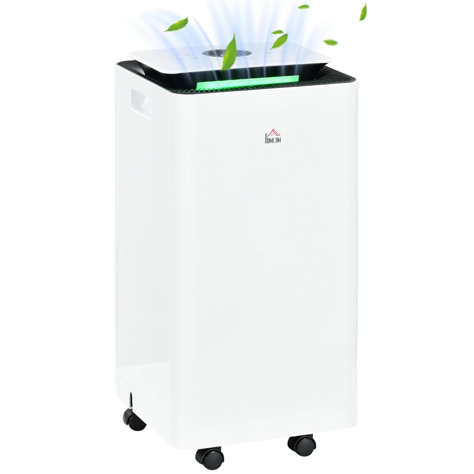 Desumidificador Elétrico 12L/dia Depósito 2,5L Silencioso com 5 Modos 2 Velocidades Ecrã LED e Temporizador 25x25x50,5 cm Branco