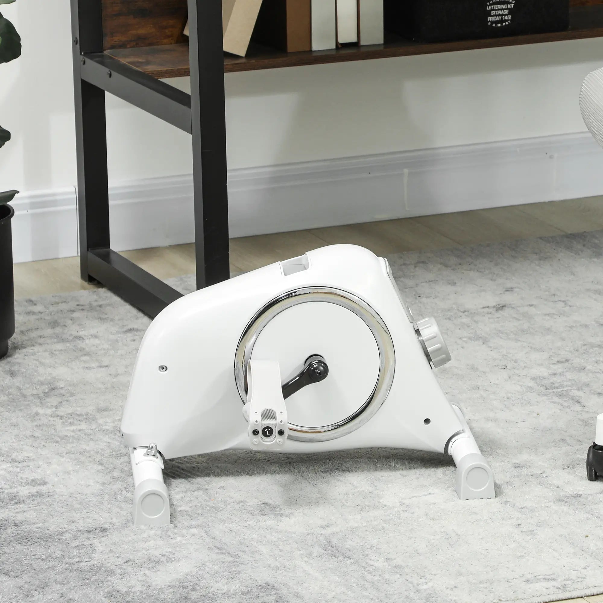 Mini Bicicleta Estática com Resistência Magnética de 8 Níveis Ecrã LCD e Pedais Antiderrapantes para Exercitar Braços e Pernas 48x43x31 cm Branco