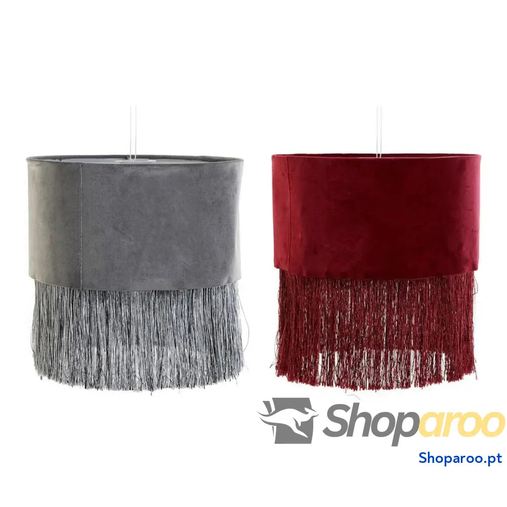 Abajur DKD Home Decor 8424001773930 Cinzento Castanho-avermelhado Metal Veludo Franjas Sixties 30 x 30 x 29 cm (2 Unidades)