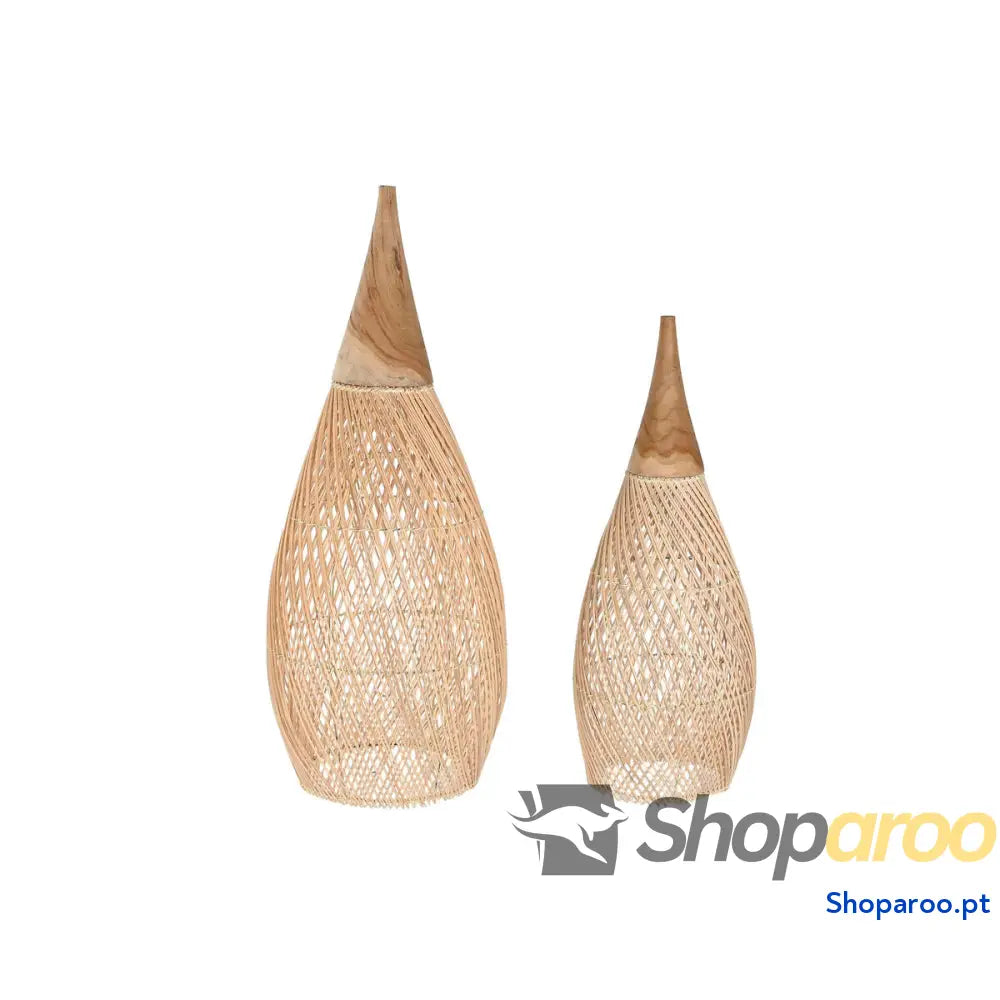 Abajur Home ESPRIT Natural Bambu Teca 35 x 35 x 85 cm (2 Unidades)