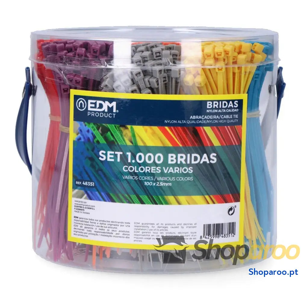 Abraçadeiras de Nylon EDM 48351 Cores sortidas 100 x 2 mm 2,5 1000 Unidades