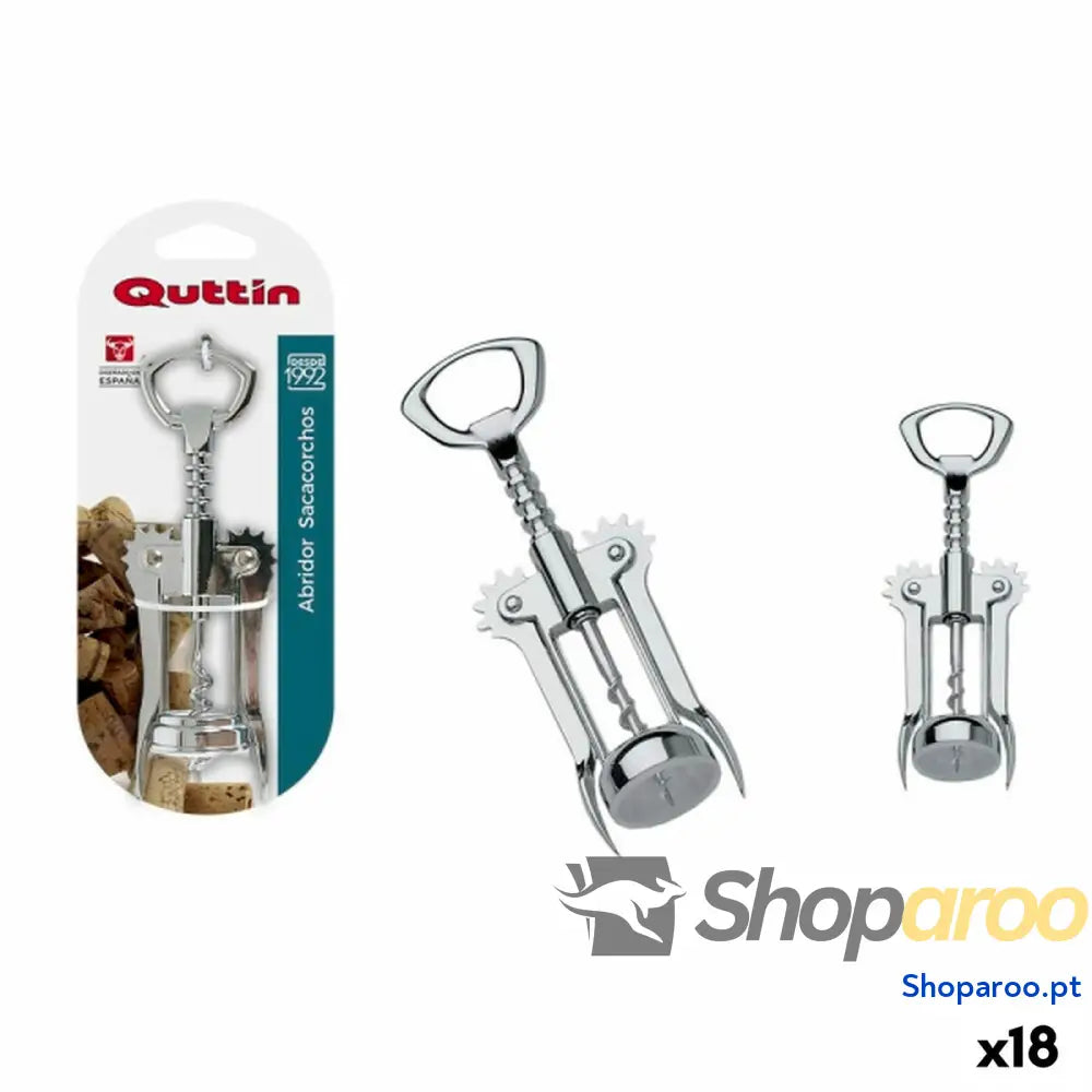 Abre-Garrafas com Saca-Rolhas Quttin Aço inoxidável 16,5 cm (18 Unidades)