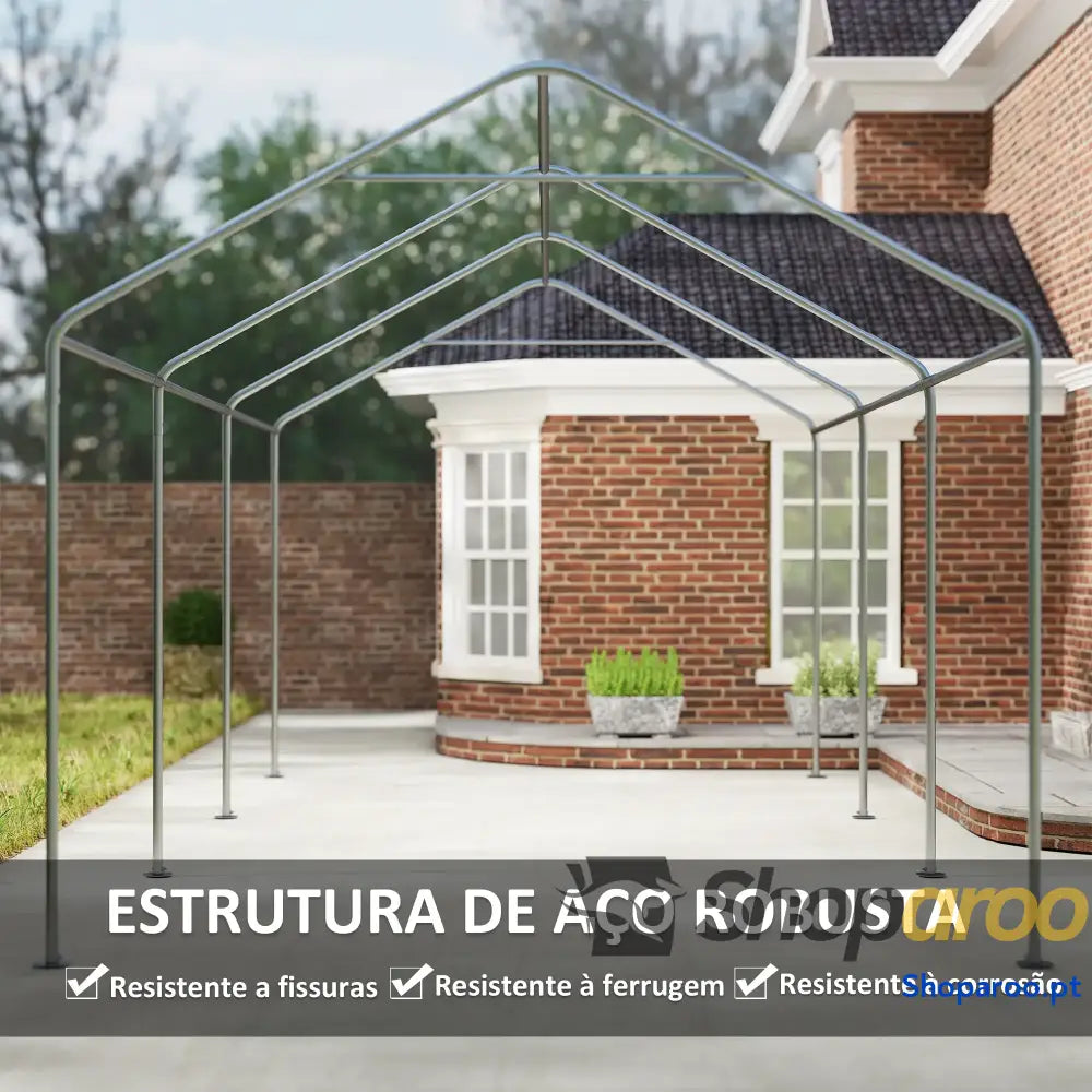 Abrigo de Exterior 6x3 m Garagem para Carros Anti UV com Paredes Laterais Desmontáveis e 2 Portas Cinza Escuro