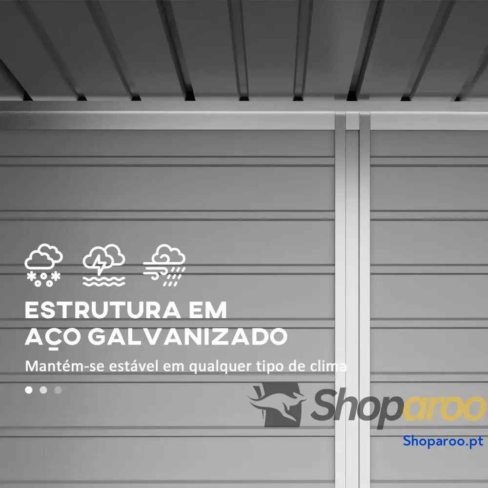 Abrigo de Jardim 2,7m² 249x121x183 cm Exterior com Porta Dupla 2 Ventilaç4oes e Trava para Pátio Cinza