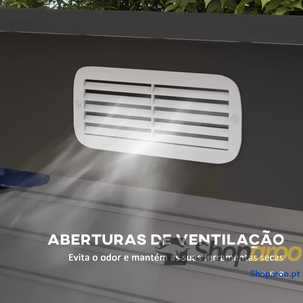 Abrigo de Jardim 2,7m² 249x121x183 cm Exterior com Porta Dupla 2 Ventilaç4oes e Trava para Pátio Cinza