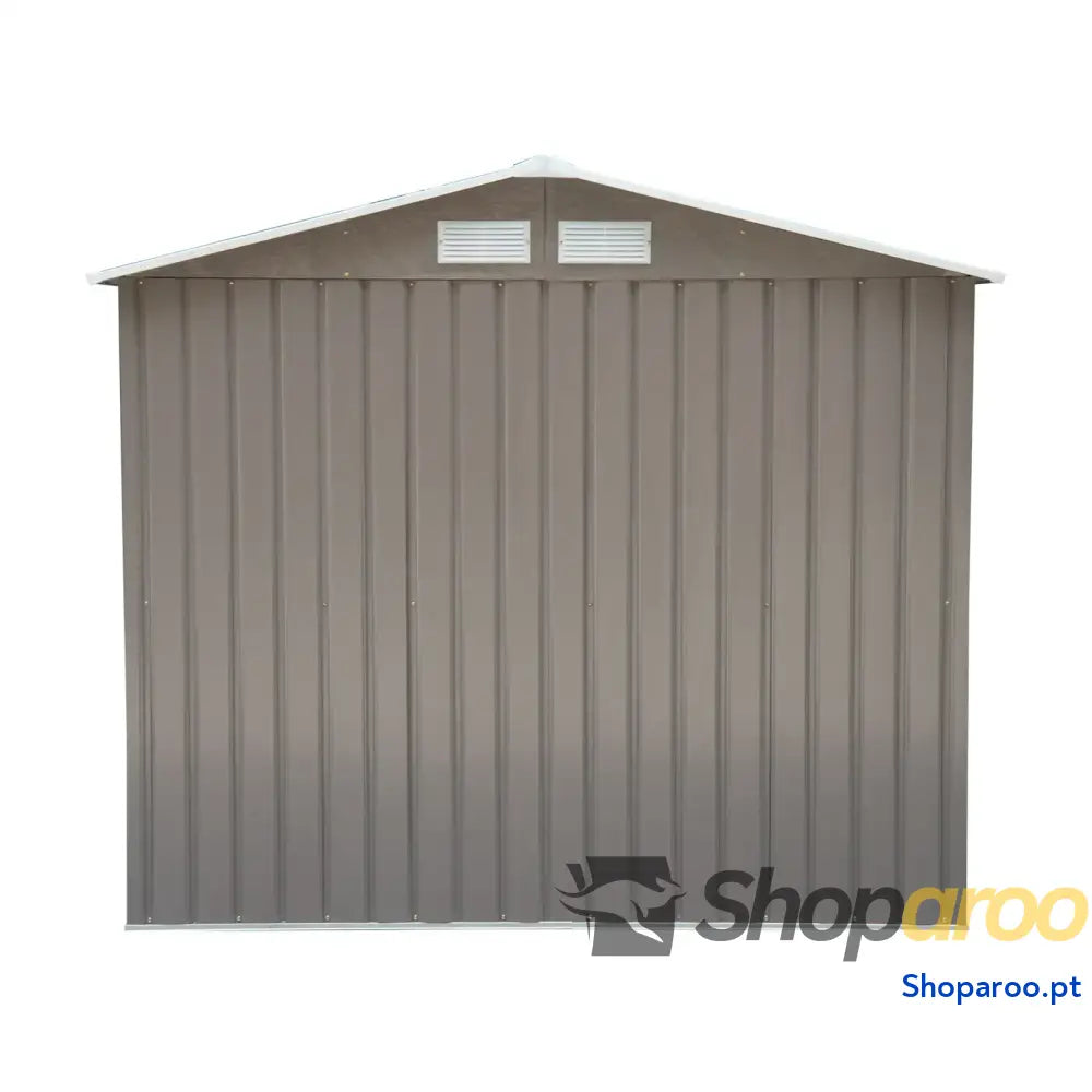 Abrigo de Jardim 213x130x185cm Metálico Exterior com 2 Portas Deslizantes e 4 Janelas Cinza Claro