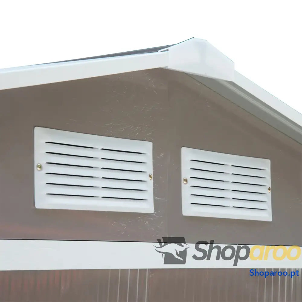 Abrigo de Jardim 213x130x185cm Metálico Exterior com 2 Portas Deslizantes e 4 Janelas Cinza Claro