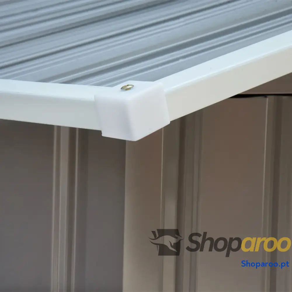 Abrigo de Jardim 213x130x185cm Metálico Exterior com 2 Portas Deslizantes e 4 Janelas Cinza Claro