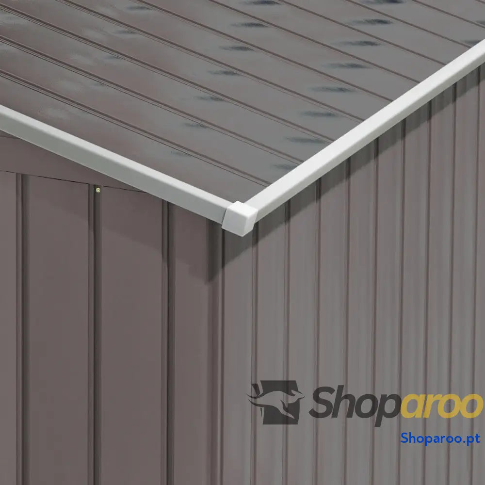 Abrigo de Jardim 213x130x185cm Metálico Exterior com 2 Portas Deslizantes e 4 Janelas Cinza Claro