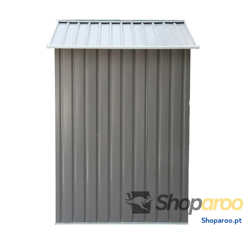 Abrigo de Jardim 213x130x185cm Metálico Exterior com 2 Portas Deslizantes e 4 Janelas Cinza Claro