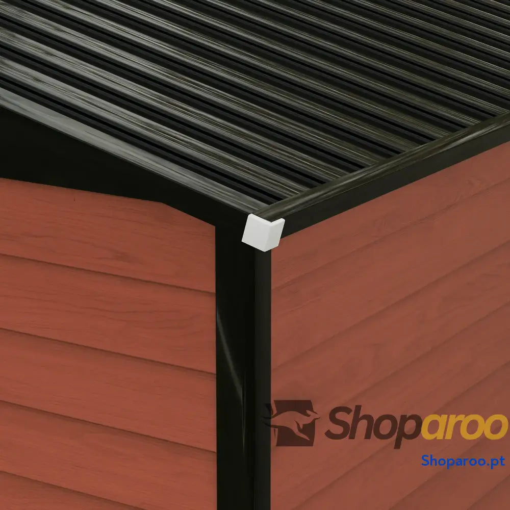 Abrigo de Jardim Exterior 4,4 m² 240x206x198 cm com Porta Correr e Fechadura Teca