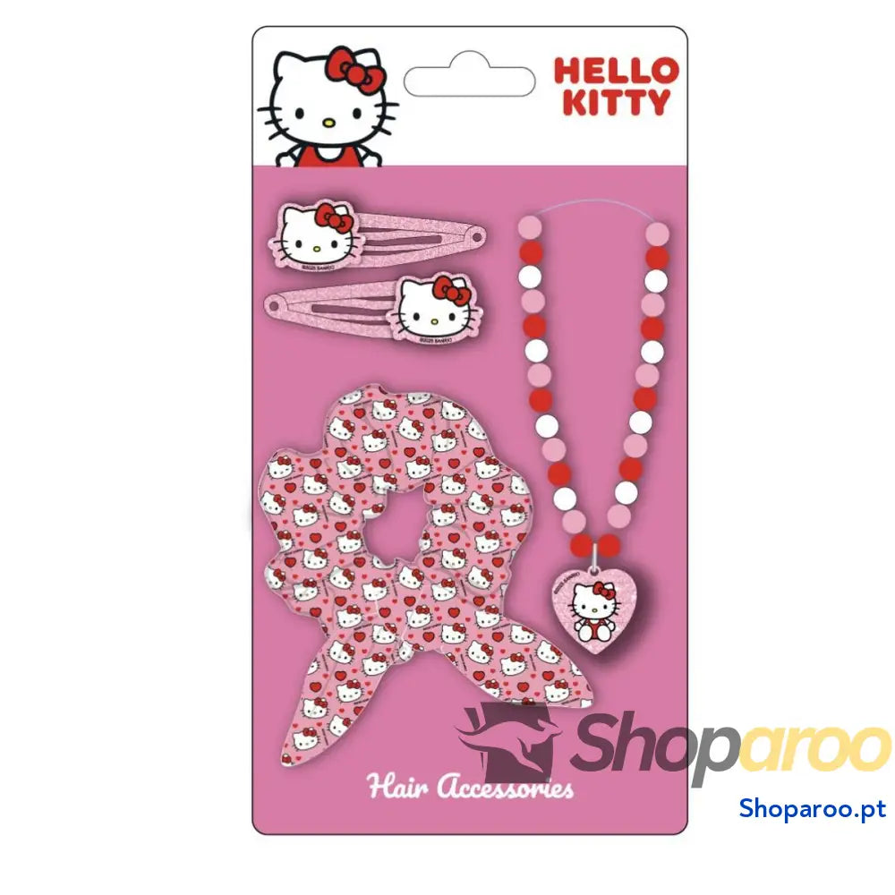 Acessórios para o Cabelo Hello Kitty Cor de Rosa 4 Peças