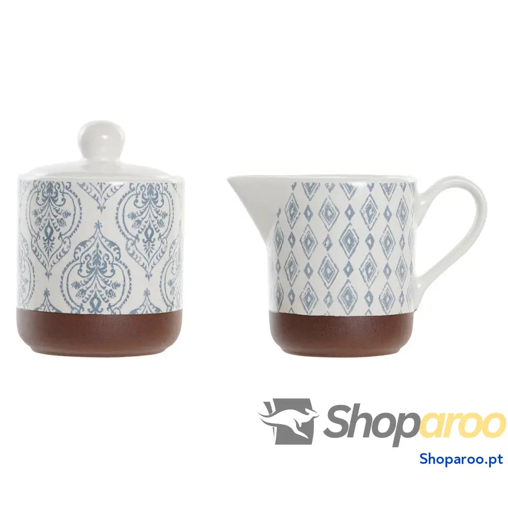 Açucareiro DKD Home Decor Azul Branco Castanho Grés 12,5 x 6,5 8 cm (2 pcs)